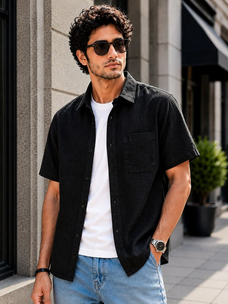 Black Cotton Shirt - Image 5