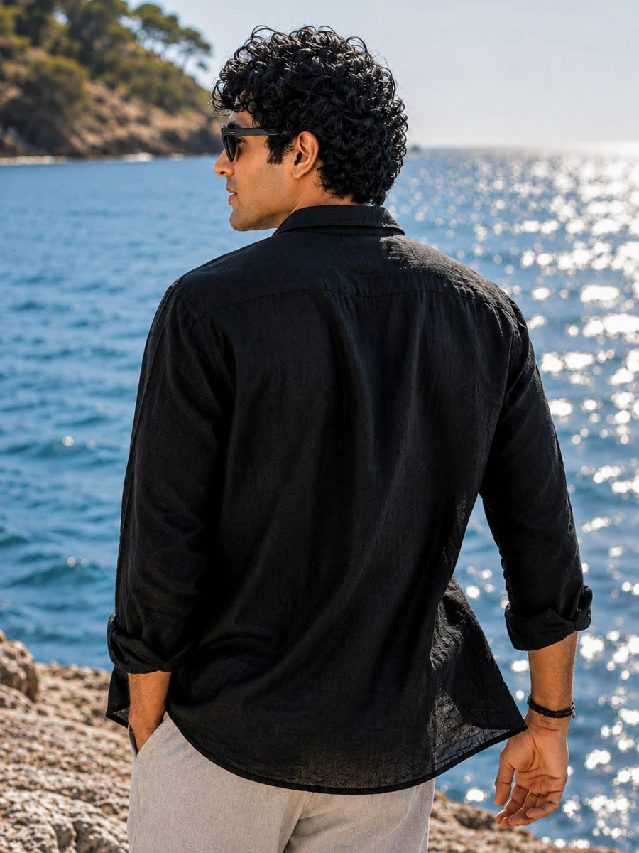 Black Linen Shirt - Image 3