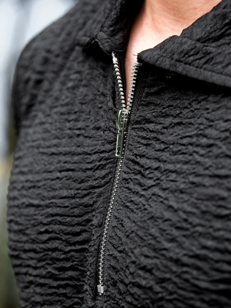Black Textured Polo - Image 3