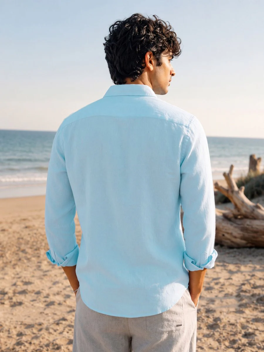 Blue Linen Shirt - Image 3