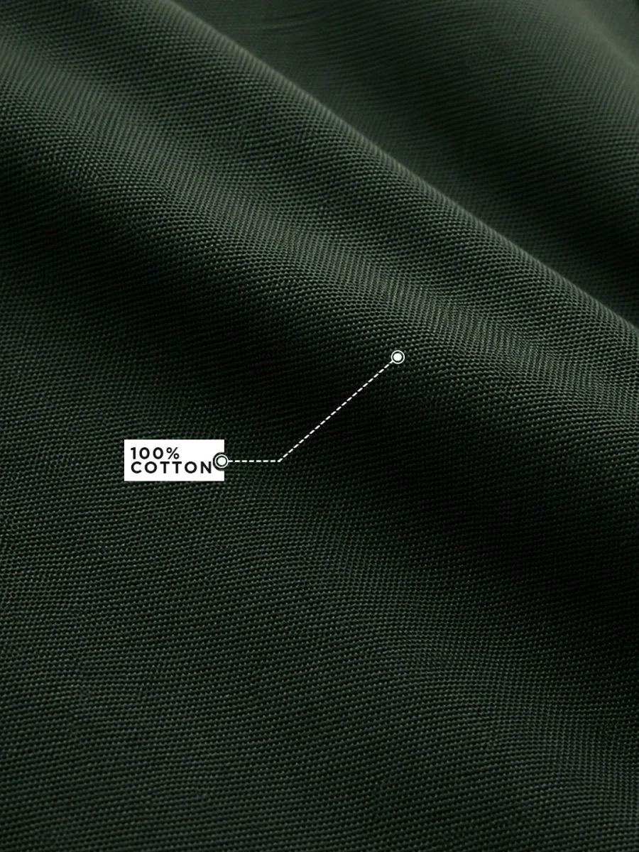 Bottle Green Cotton Shirt - Image 2