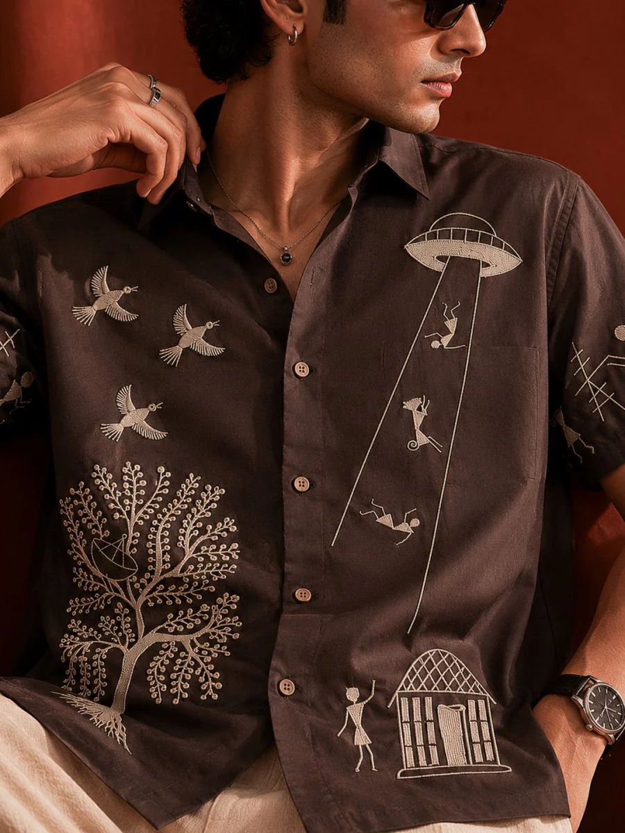 Cosmic Visitors Warli Embroidered - Image 2