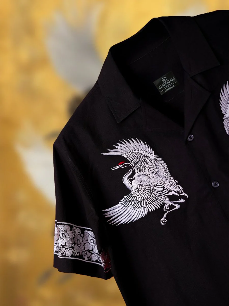 Crane Embroidered | Relaxed Fit | Luxe Cotton Shirt - Image 4