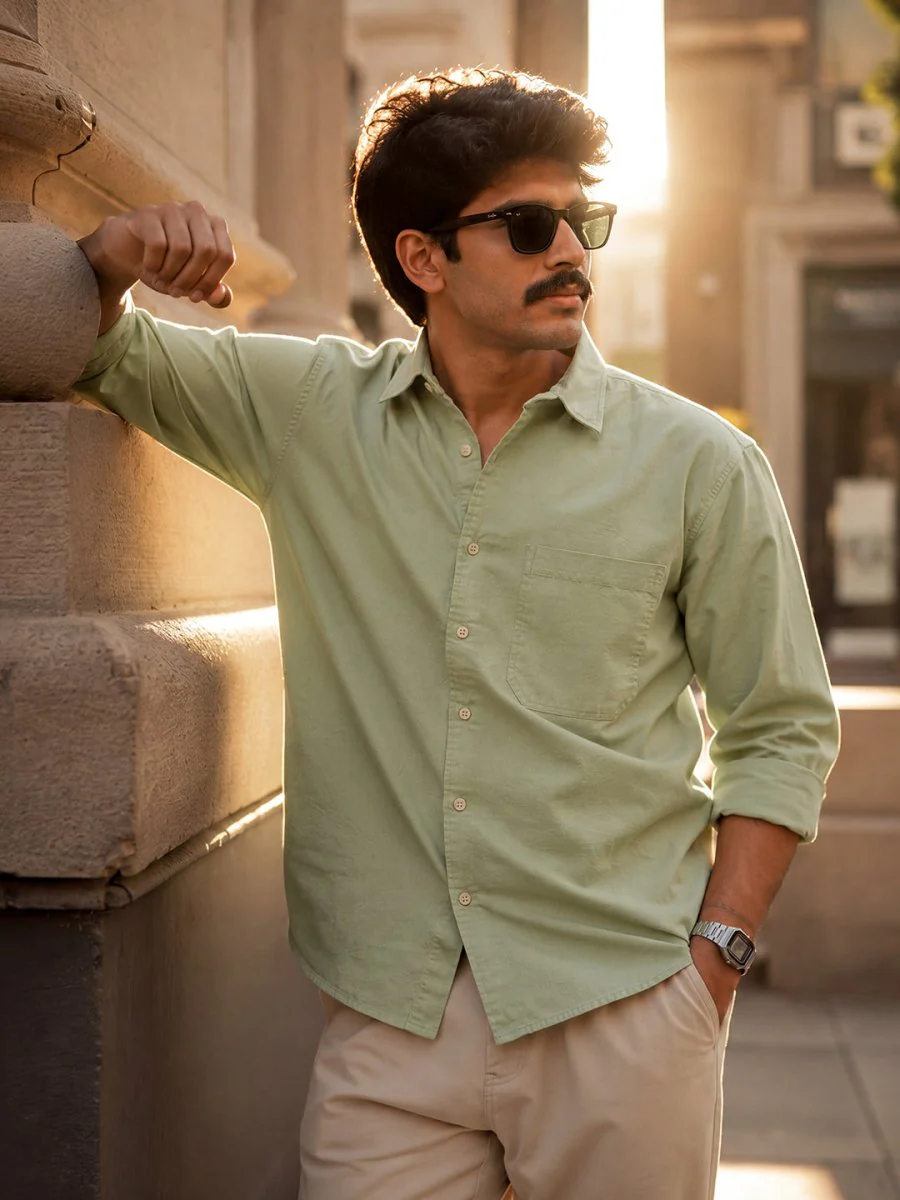 Green Cotton Shirt - Image 3