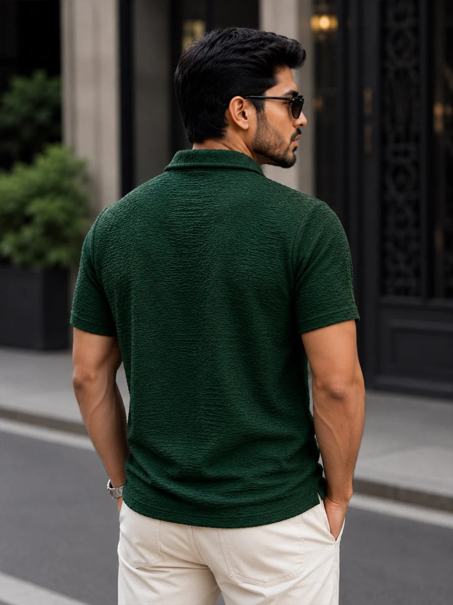 Green Textured Polo - Image 4