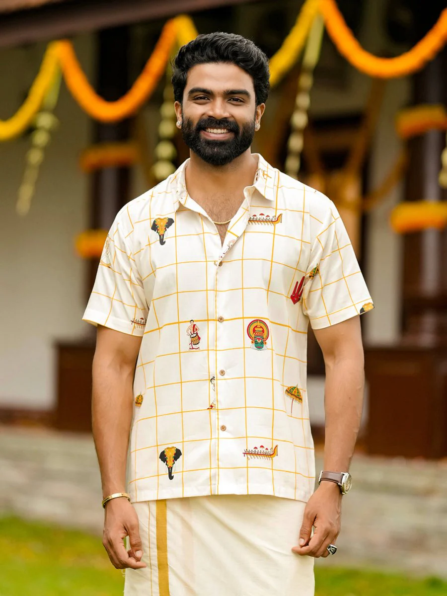 Kerala Icons Shirt and Saree Combo - Image 2