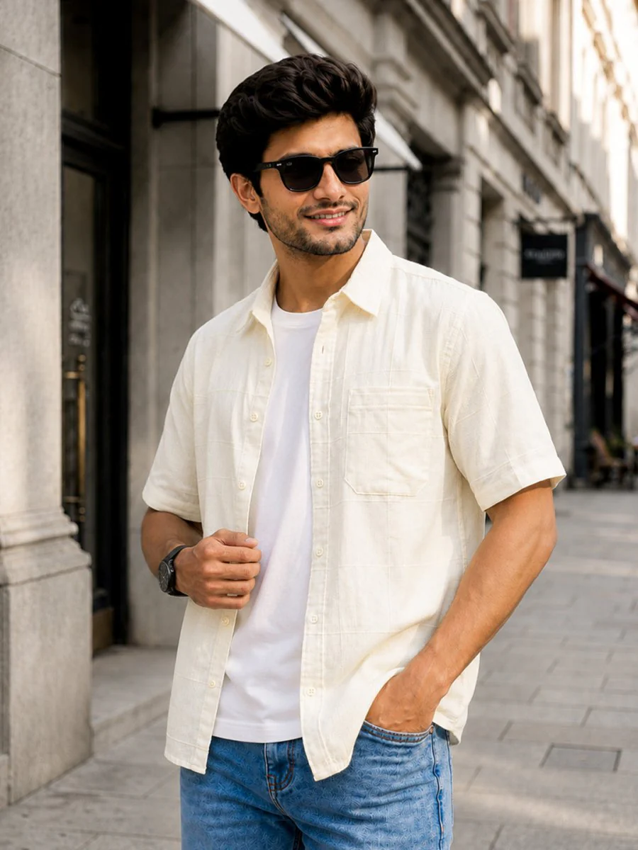 Off White Cotton Shirt - Image 3