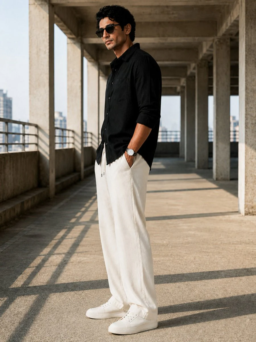 Off White Korean Jogger - Image 3