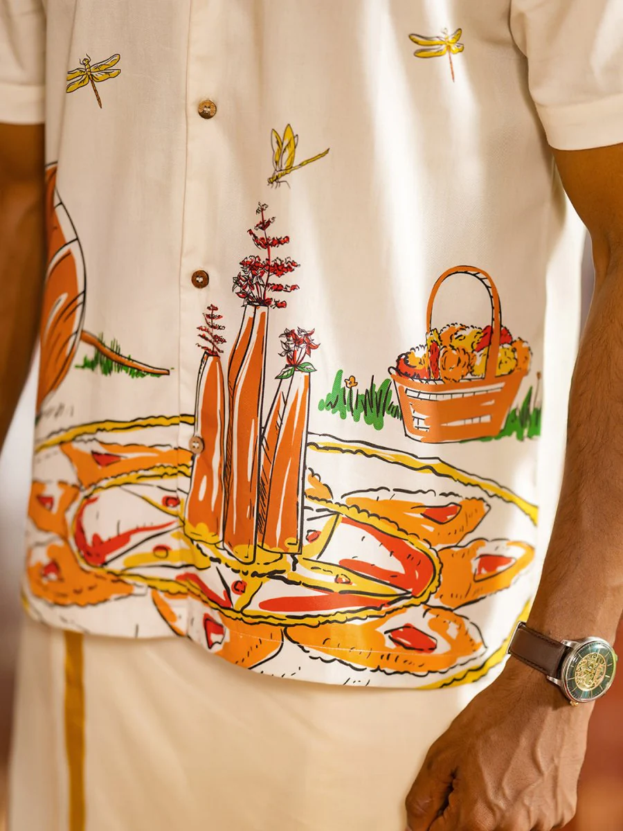 Pookkalam Shirt and Saree Combo - Image 5