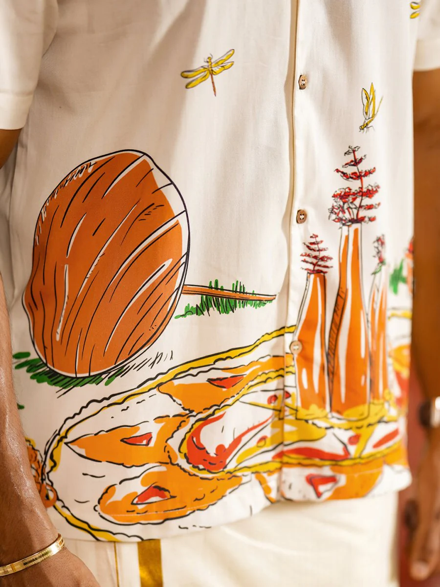 Pookkalam Shirt and Saree Combo - Image 7