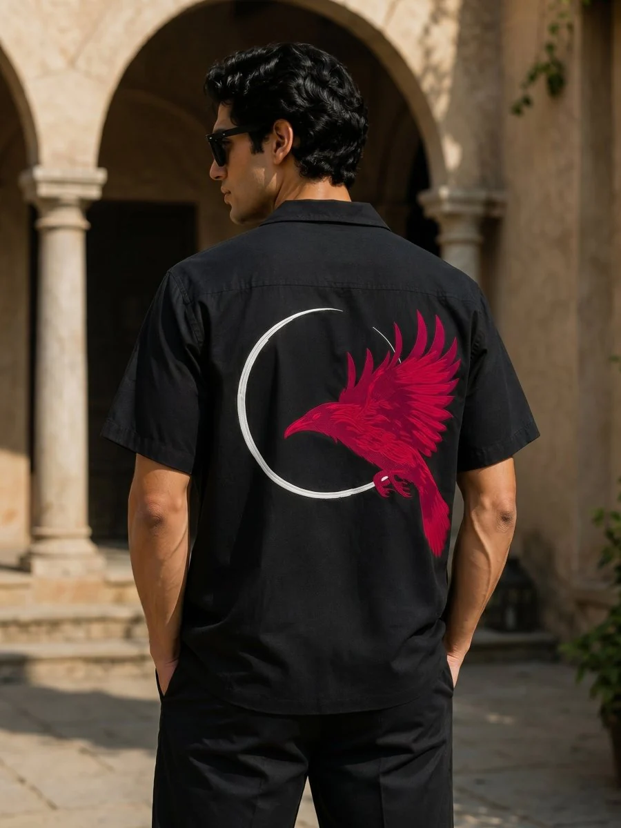 Raven Embroidered | Relaxed Fit | Luxe Cotton Shirt - Image 5