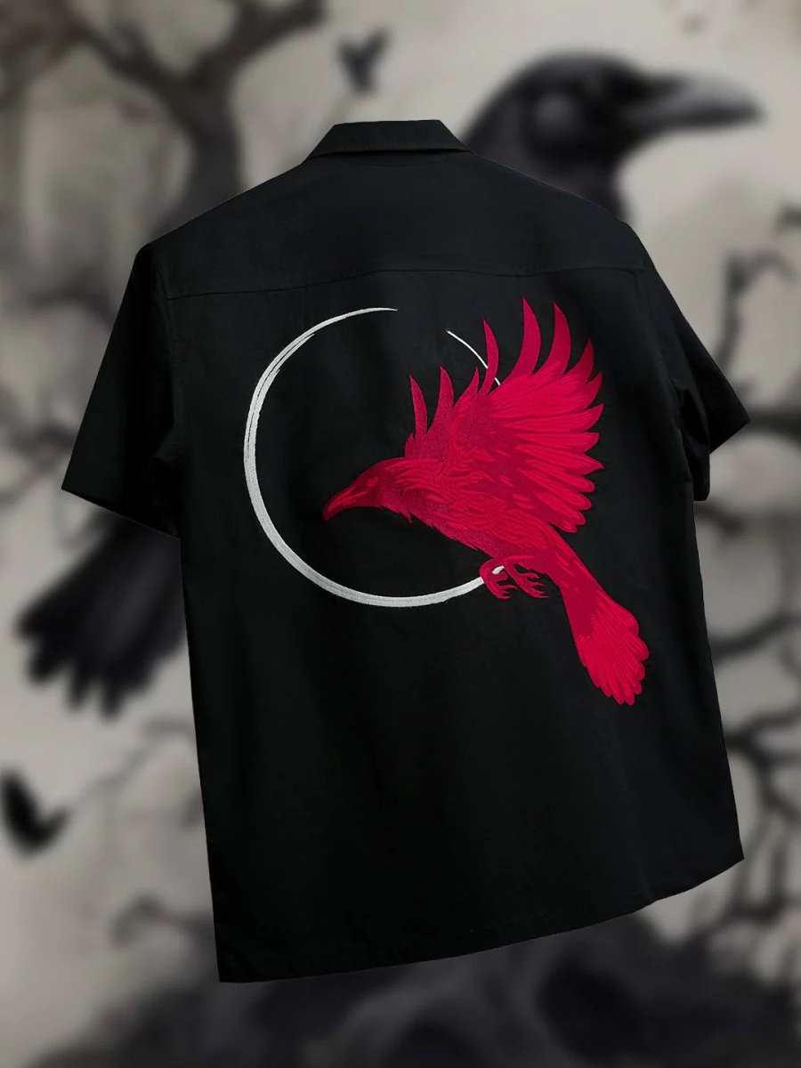 Raven Embroidered | Relaxed Fit | Luxe Cotton Shirt - Image 6