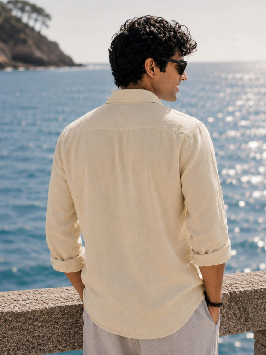 Soft Cream Linen Shirt - Image 3