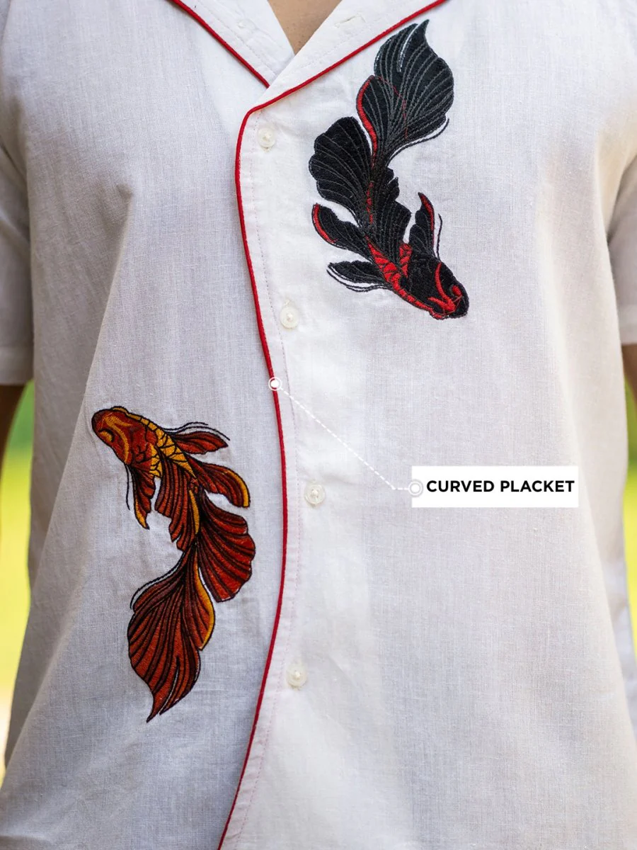 Twin Fish Embroidered Shirt - Image 3