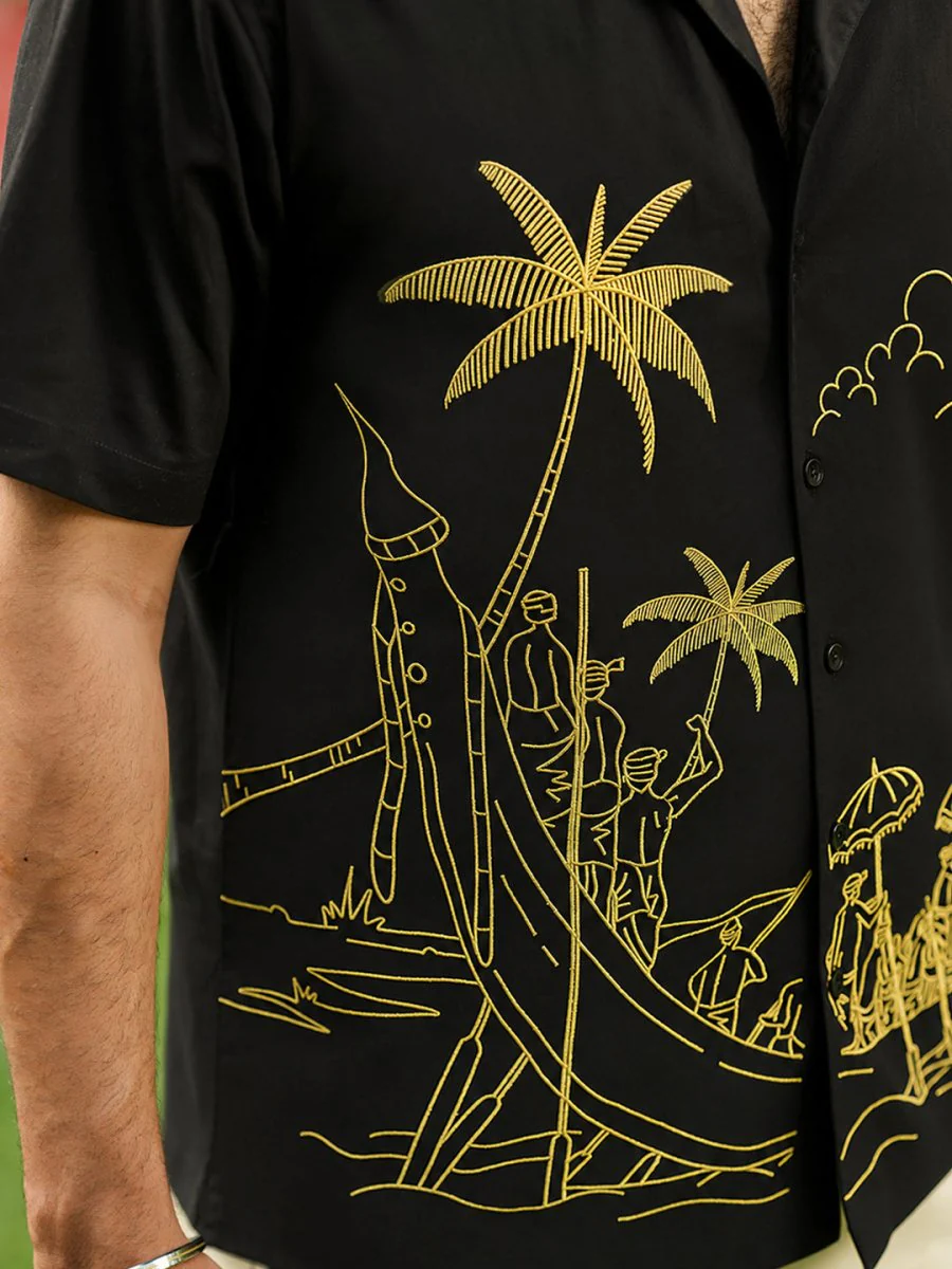 Vallamakali Shirt and Black Kara Mundu - Image 3
