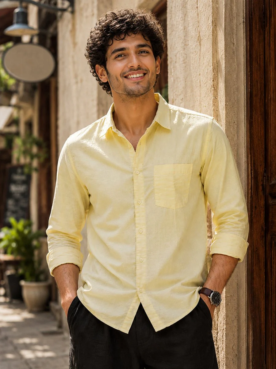 Yellow Cotton Shirt - Image 3